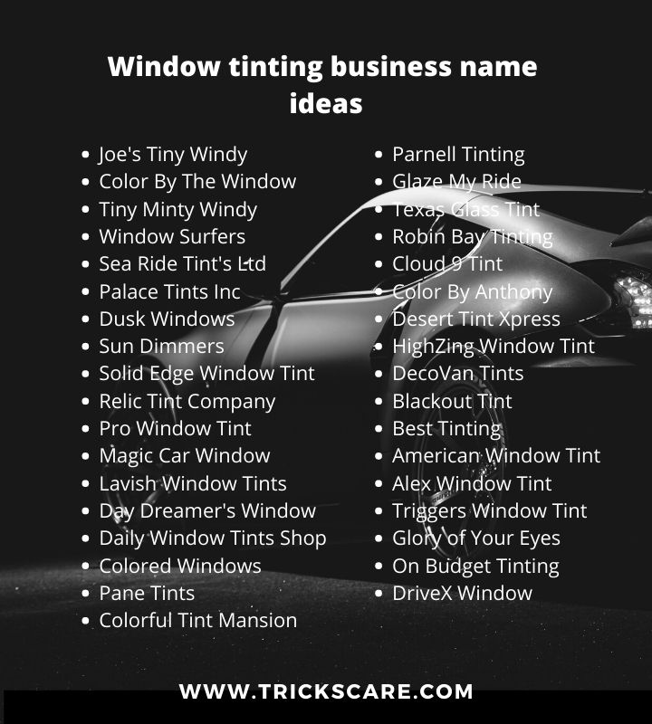 Window tinting business name ideas