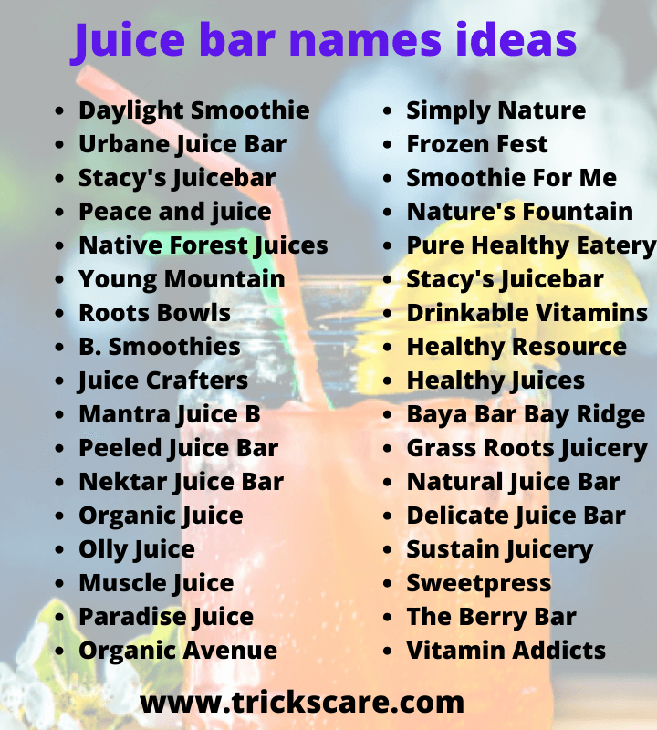 485+ Funny Juice Bar Names For Your Future Juice Business. - TricksCare