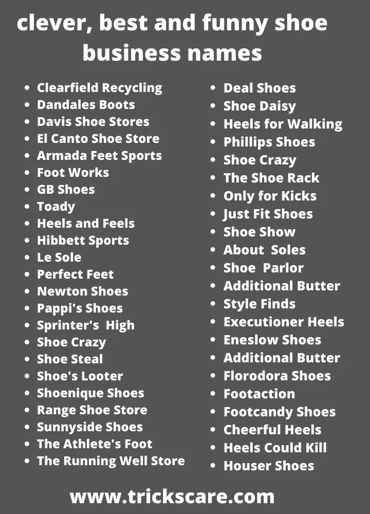 700+ Funny And Cool Shoe Business Names. - TricksCare