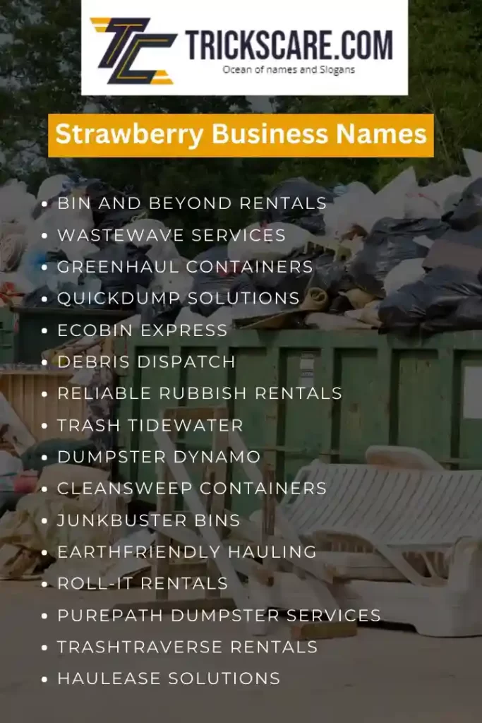Dumpster rental business names ideas