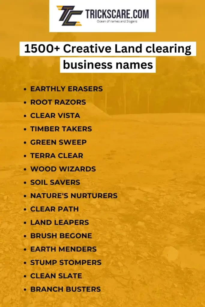 land clearing business names ideas